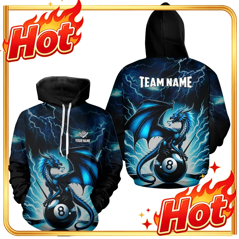 3D Printing Custom - เสื้อฮู้ดลายกราฟิกบิลเลียดใหม่ปี 2025 สำหรับผู้ชาย ฤดูใบไม้ร่วงและฤดูหนาว สกรีนชื่อและชื่อทีมตามสั่ง เสื้อสเวตเตอร์พิมพ์ลาย