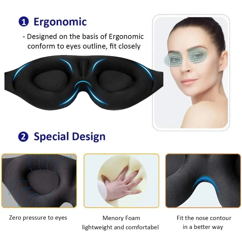 1 ชิ้น 3D Contoured Sleep Mask - 3D Printing Mask บทวิจารณ์และราคา